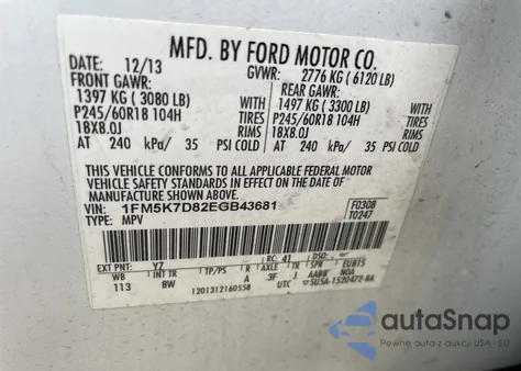 2014 Ford Explorer Xlt from USA, damaged, VIN 1FM5K7D82EGB43681